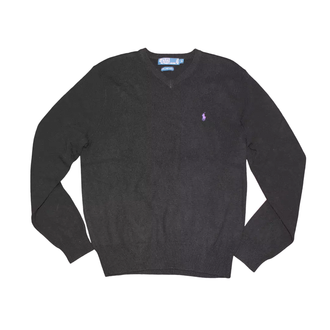 Vintage Black Polo Ralph Lauren Sweatshirt Large