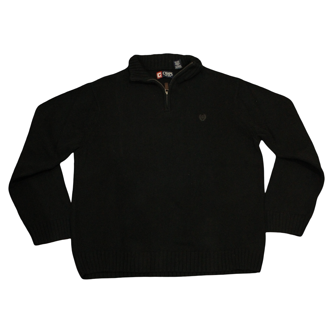 Vintage Black Chaps Quarter-Zip Sweater 2XL